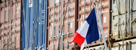 Containers et drapeau de la France